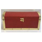(B) Red Faux Leather Godiva Trunk Gold Accents