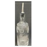 (B) Vintage Clear Glass Oil Bottle Marked on