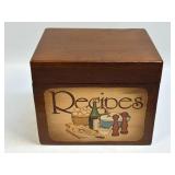 (A) 1978 Vintage Hinged Wood Recipe Box Farmhouse