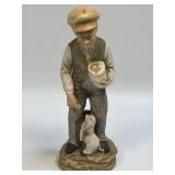 (A) Vintage Porcelain Old Man Feeding Puppy