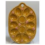(A)Vintage Glazed Ceramic Deviled Egg Tray Serving