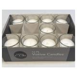 9 Unscented White Votive Candles NEW