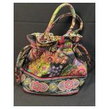 (A) Vera Bradley Small Handbag Purse Black Pink