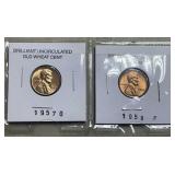 Two Brilliant Uncirculated Wheat Pennies