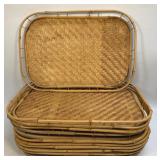 (C) Set of 10 Vintage Wicker Rattan Bamboo