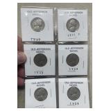 6 Old Jefferson Nickels