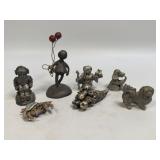 (A) 7 Pewter Figurines