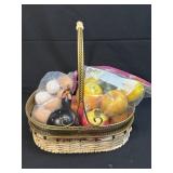 (B) Wire Basket With Faux Fruit and Eggs, Chicken