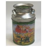 (C) John De(C) Hand Painere Miniature Tin Milk Can