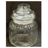 (A) Ribbed Glass Jars with Glass Lids, 24 oz.