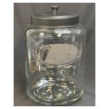 (A) Anchor Hocking Montana Glass jar With a Black