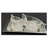 Vintage HEISEY Clear Glass CREAMER & SUGAR Art