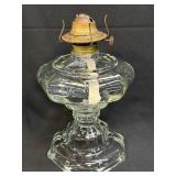 Antique Clear Sharon Panel Flint Glass Oil Lamp