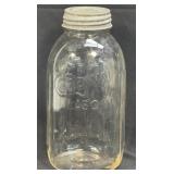 Vintage Crown Mason Clear 1/2 Gal Canning Jar