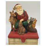 (A) Santa With Woodland Animals Cast Iron