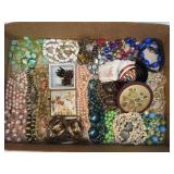 2 Chokin Trinket Boxes, 17 Necklaces, Clip On