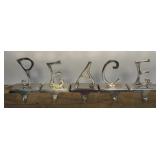 Pottery Barn Stocking Holder Hangers Silver PEACE