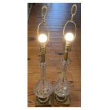 Set Of 2 Elegant Crystal Cut Glass Table Lamp /