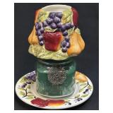 Home Interiors Sm Jar Candle Shade w/Plate Fruit