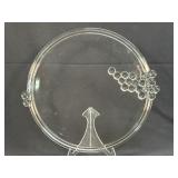 Large Round Glass Serving Tray With A Grape