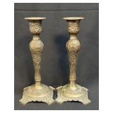 Set of 2 Solid Brass Candlestick 8.5ï¿½ Tall Ornate