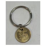 1985 $5 Mexican Pesos On Key Chain