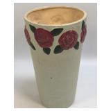 (C) Hand Painted Ceramic Vase with Rose Design
