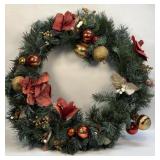 (T)Large Floral/Christmas Balls Wreath As Pictured