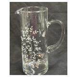 (L) VINTAGE HAND BLOWN GLASS ETCHED LEAF