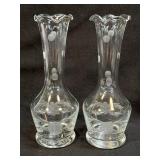 (K) Set of 2 Vintage Princess House Etched Bud