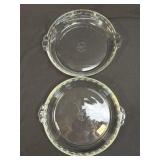 (K) 2-Vintage Pyrex 229 Clear Glass Scalloped