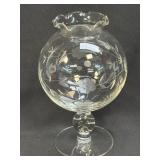 (K) Vintage Etched Glass or Crystal Ivy/Floral