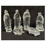 (J) Vintage Clear Glass Nativity Scene Set 6