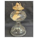 (M) Antique Vintage Clear Glass Oil Lamp With