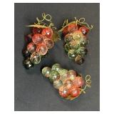 (K) Three Pc Vintage Faceted Lucite Grape Cluster