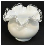 (K) Vintage Fenton Crystal Silver Crest White