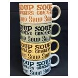 (K) Vintage "SOUP" and "CRACKERS" Soup Mugs Set