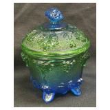 (L) Jeannette 3525 Green Blue Flash Pressed