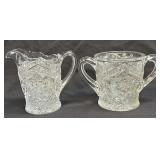 (L) Antique Indiana Glass Rayed Flower Pattern