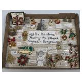 (H) 23 PCs Christmas Jewelry All Designer Signed