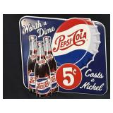 (K) Retro Pepsi-Cola Embossed Tin Metal Sign
