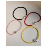 (I) 4 Braided "Love" Bracelets Marked 925 Silver