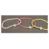 (I) 3 Braided "Love" Bracelets Marked 925 Silver