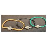 (I) 3 Braided "Love" Bracelets Marked 925 Silver