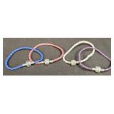 (I) 4 Braided "Love" Bracelets Marked 925 Silver