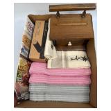 (H) Wooden Recipe Box, 6 Kitchen Towels, Pampered