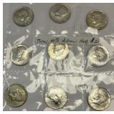 (9) Clad Kennedy Half Dollars 40% Silver