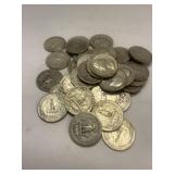 One Roll of 40 Silver Washington Quarters all 90%