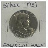 1951 Silver Franklin Half Dollar