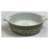 (H) PYREX Crazy Daisy Green 1 pt Casserole Dish